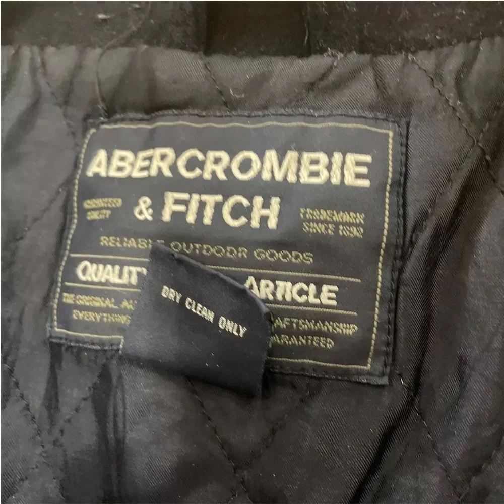 Abercrombie & Fitch Mens XL Gray Full Zip Long Sleeve Heavy Wool Blend Jacket XL
